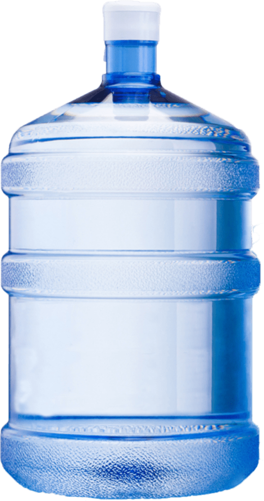 A large clear water bottle